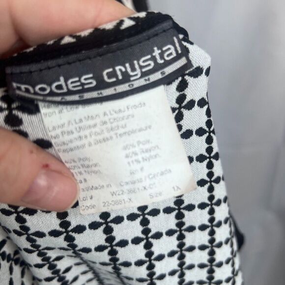 Modes Crystal Black & White Patterned Full Zip Lightweight Cardigan Jacket Sz 1X - Picture 3 of 10